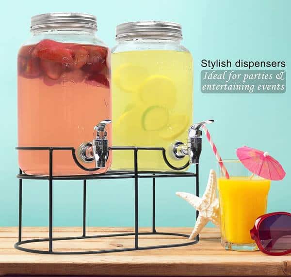 Estilo Glass Double Drink Dispenser with Stand